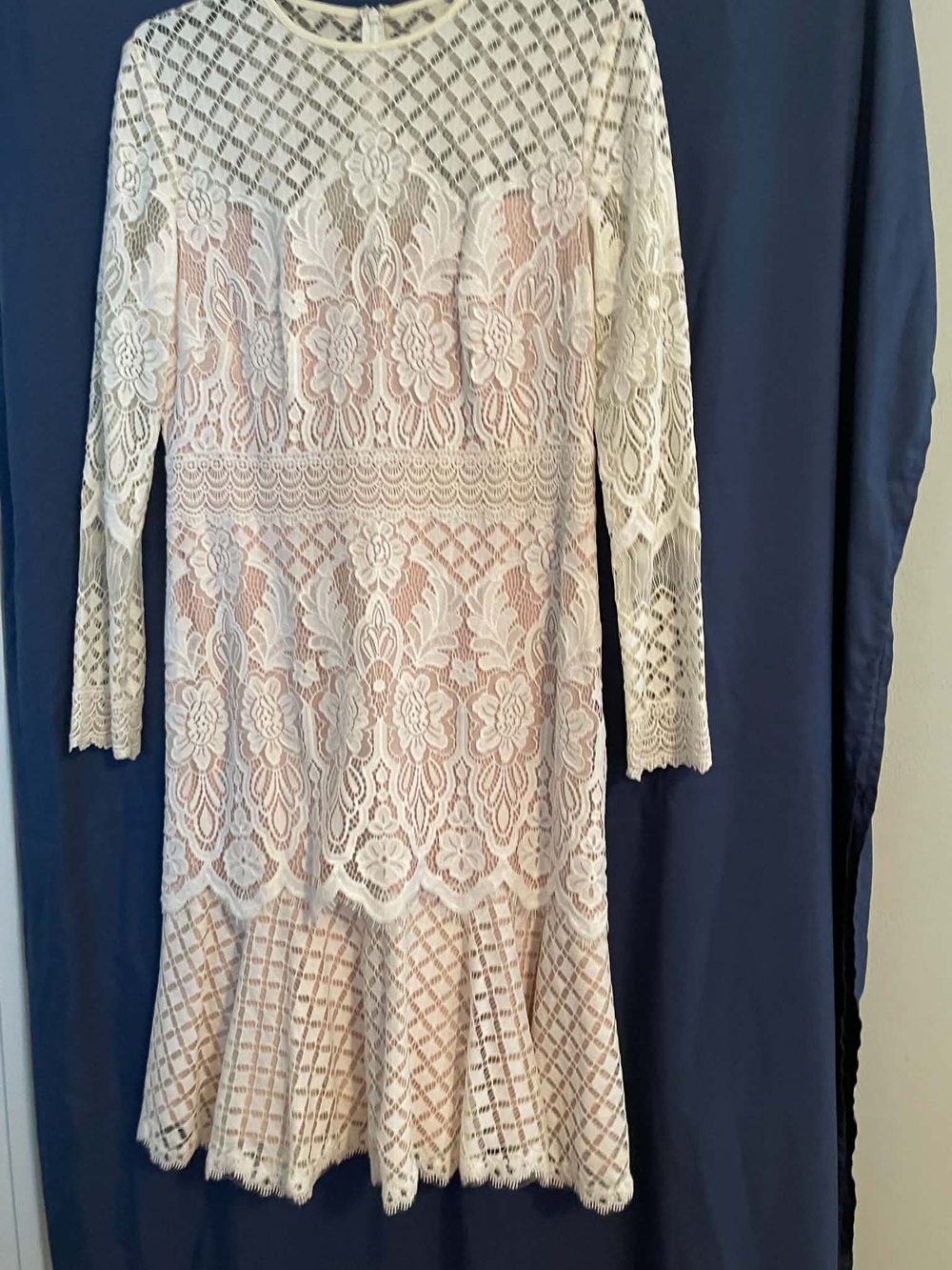Tadashi Shoji Ivory Lace Long-Sleeve fit-and-flare Dress